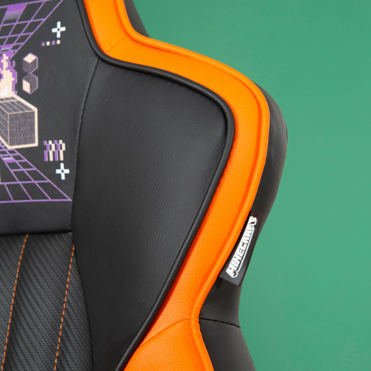 GAMINGSTUHL Orange, Schwarz Kunststoff, Textil   - Schwarz/Orange, MODERN, Kunststoff/Textil (59,5/102,5/66cm) - Minecraft