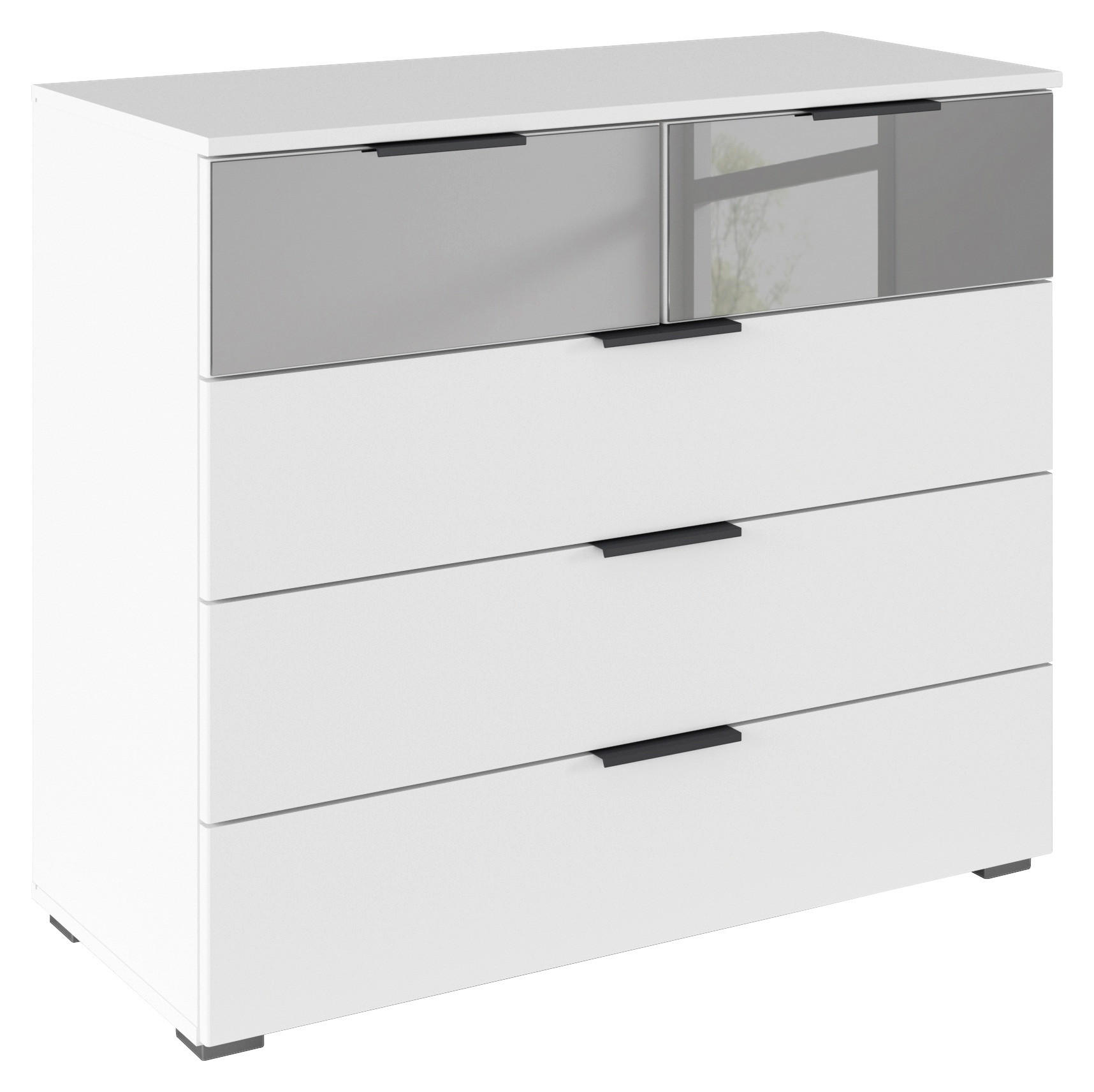 KOMMODE  in 80/81/42 cm  - Alufarben/Weiß, MODERN, Glas/Holzwerkstoff (80/81/42cm) - Rauch Möbel