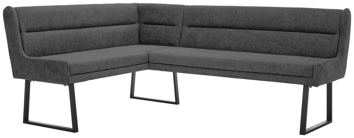 ECKBANK 159/237 cm Webstoff Schwarz, Dunkelgrau   - Dunkelgrau/Schwarz, Design, Textil/Metall (159/237cm) - Novel