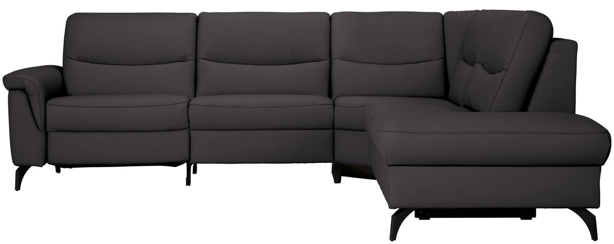 ECKSOFA  in Echtleder Schwarzbraun  280/249 cm  - Schwarzbraun/Anthrazit, Design, Leder/Metall (280/249cm) - Himolla Komfortklass
