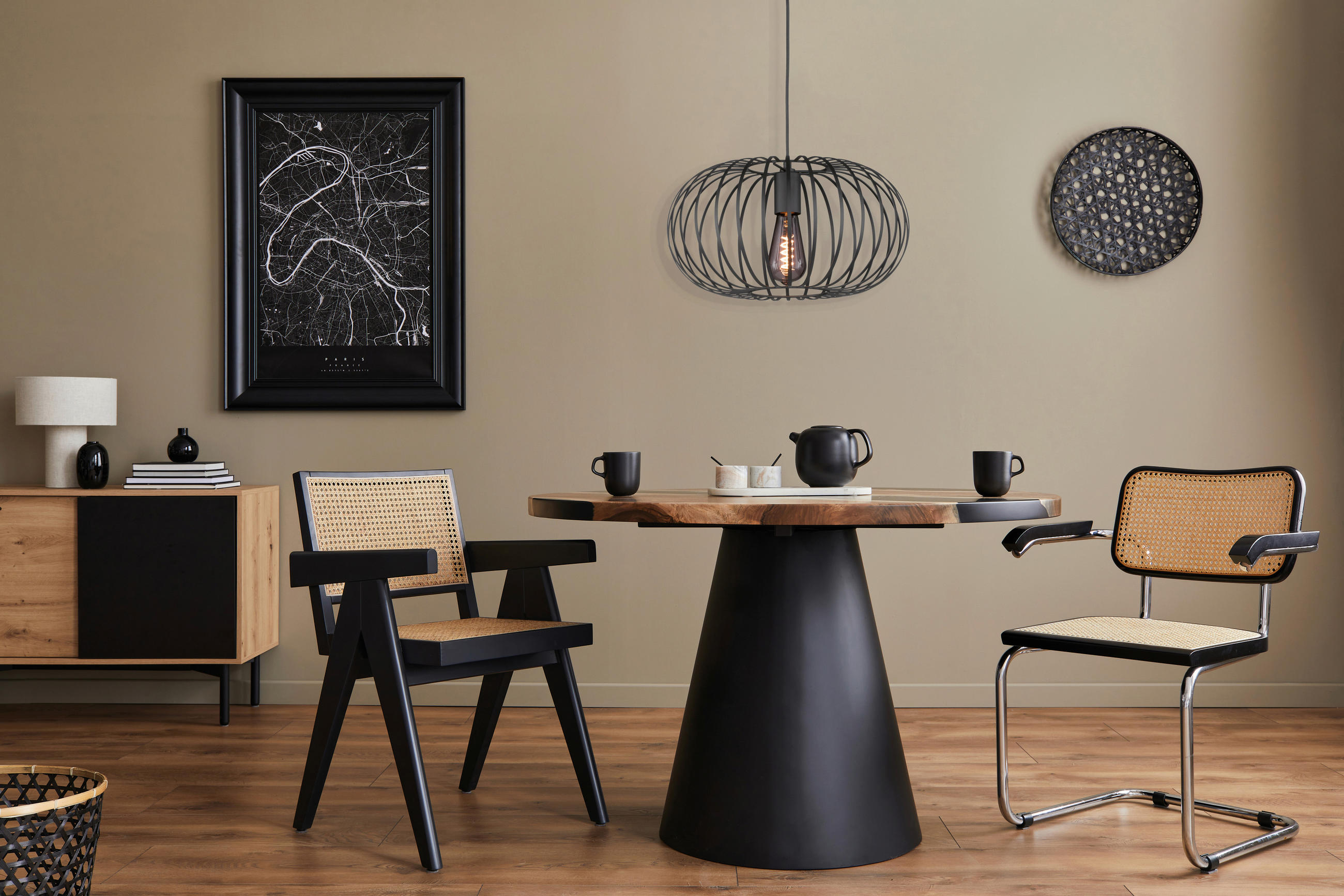 HÄNGELEUCHTE Mocca  - Schwarz, LIFESTYLE, Metall (39/140cm) - Fischer & Honsel