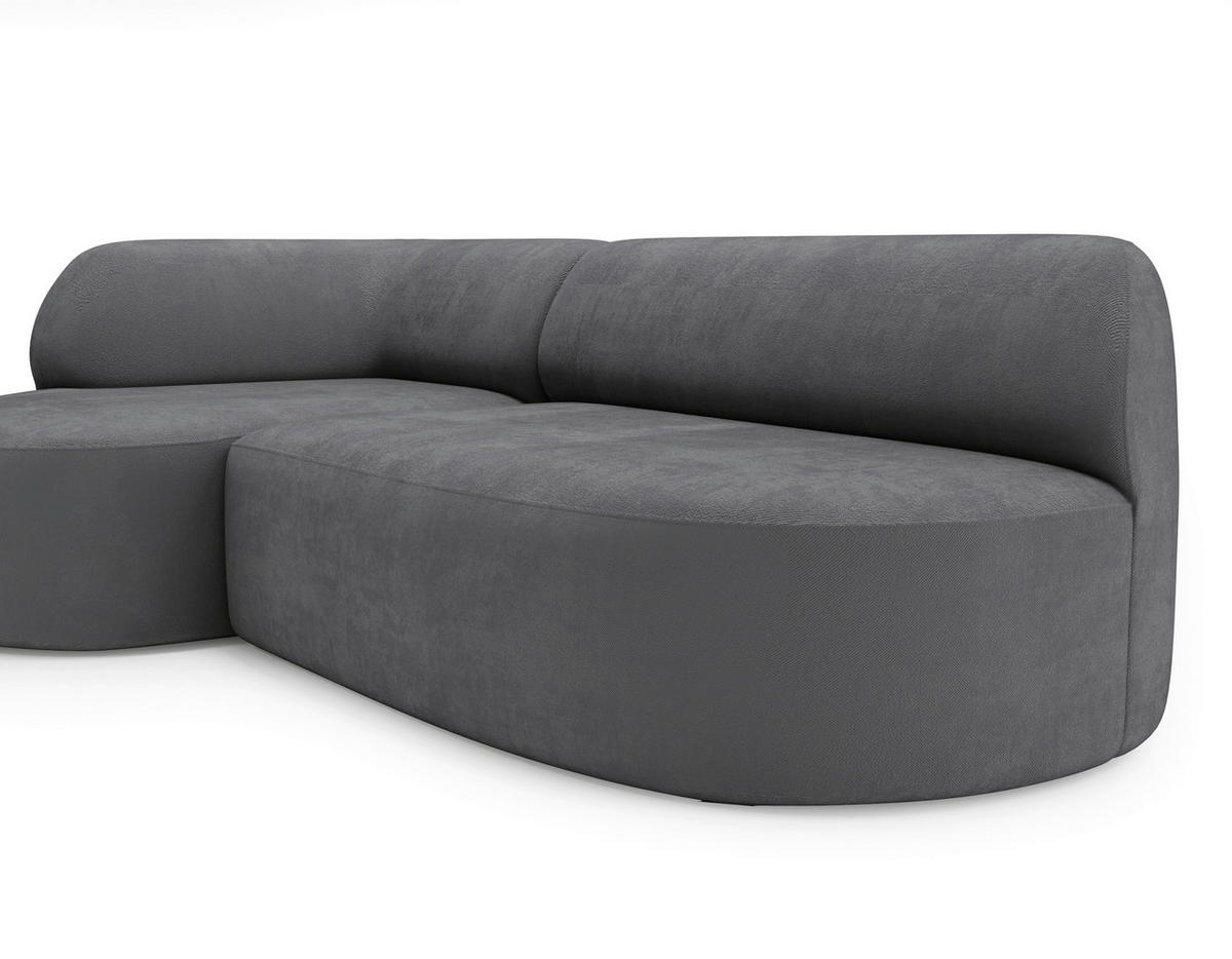 ECKSOFA Chenille Dunkelgrau  - Dunkelgrau/Schwarz, Design, Kunststoff/Textil (156/218cm) - Livetastic