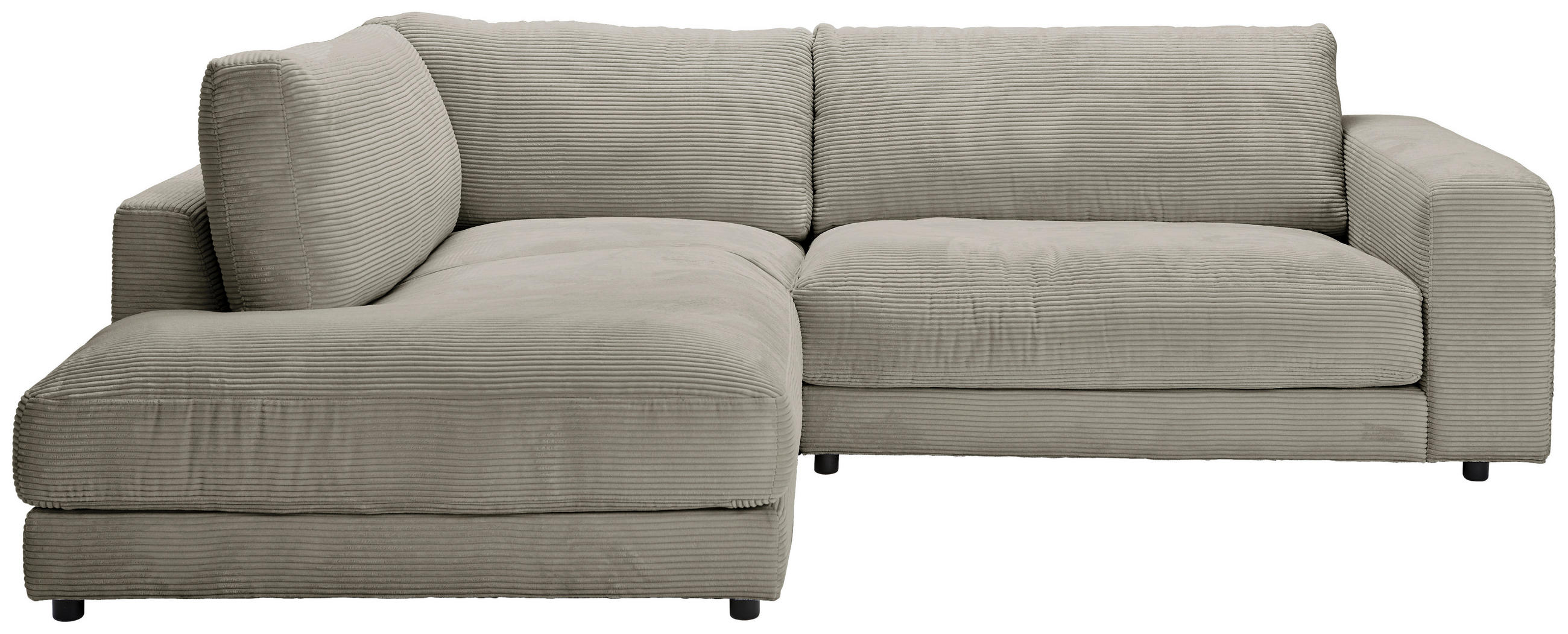 ECKSOFA Graubraun Cord  - Graubraun/Schwarz, Design, Kunststoff/Textil (224/265cm) - Hom`in