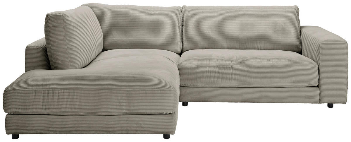 ECKSOFA in Cord Graubraun  - Graubraun/Schwarz, Design, Kunststoff/Textil (224/265cm) - Hom`in