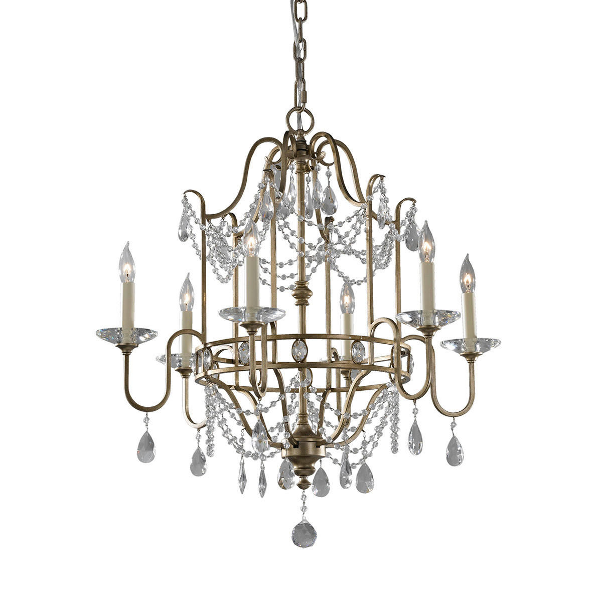 KRONLEUCHTER Gianna 66.7/85 cm  - Silberfarben, Basics, Glas/Metall (66.7/85cm) - Elstead Lighting
