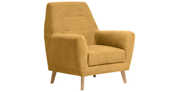 SESSEL in Webstoff Gelb - Eichefarben/Gelb, Design, Holz/Textil (90/105/84cm) - Carryhome