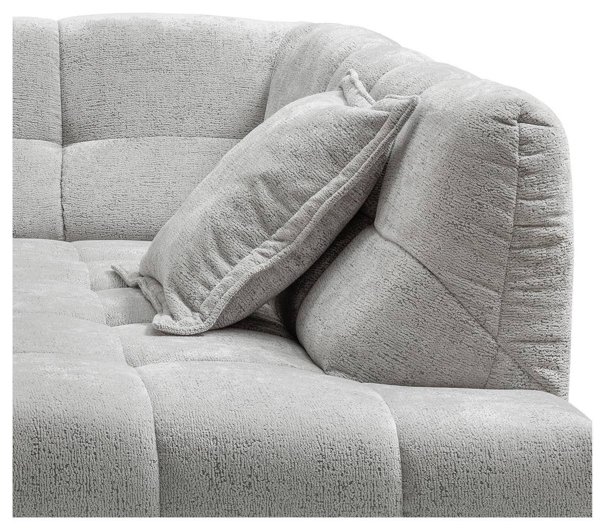 ECKSOFA ITALIA Silberfarben Chenille  - Silberfarben/Schwarz, MODERN, Kunststoff/Textil (254/203cm) - Livetastic
