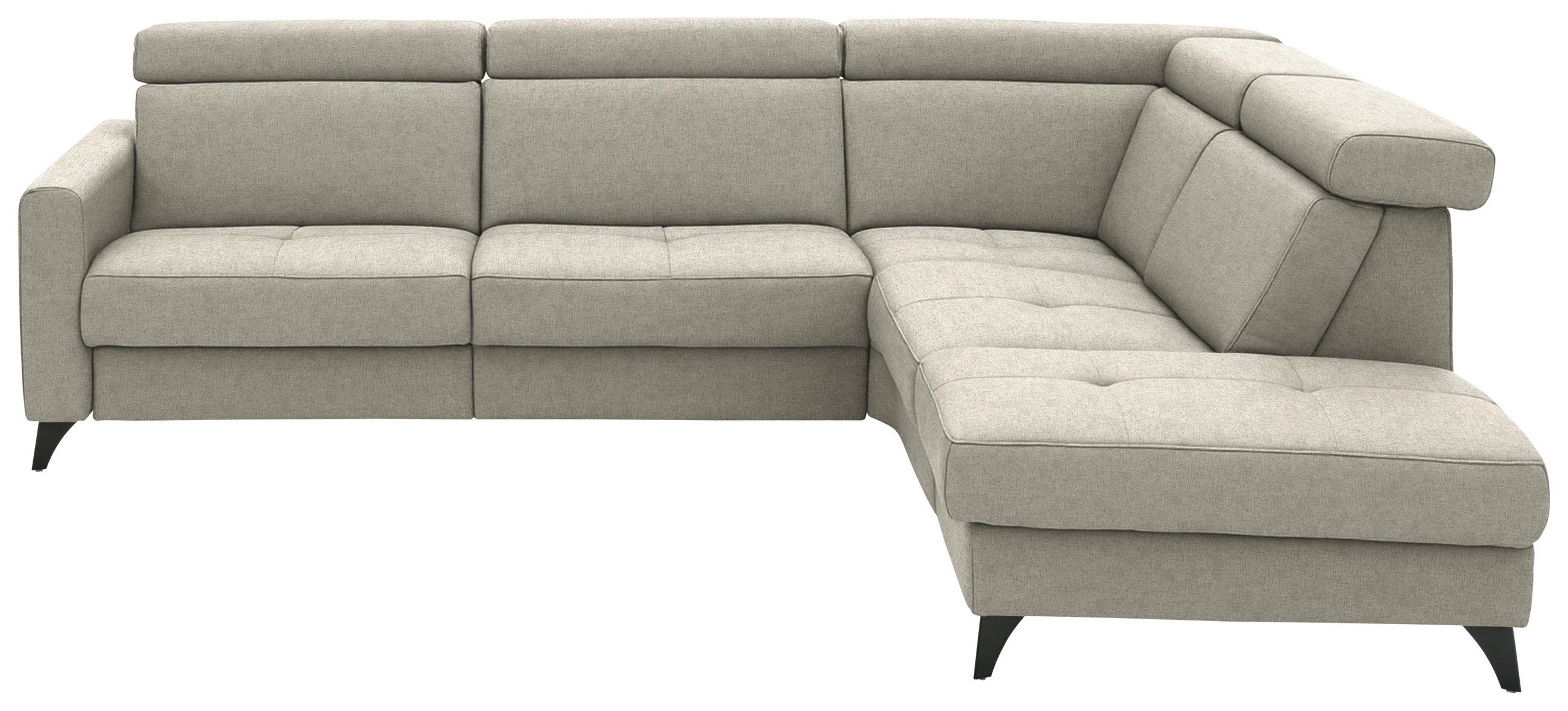 ECKSOFA Flachgewebe Ecru  - Ecru/Schwarz, Konventionell, Textil/Metall (276/214cm) - Beldomo System