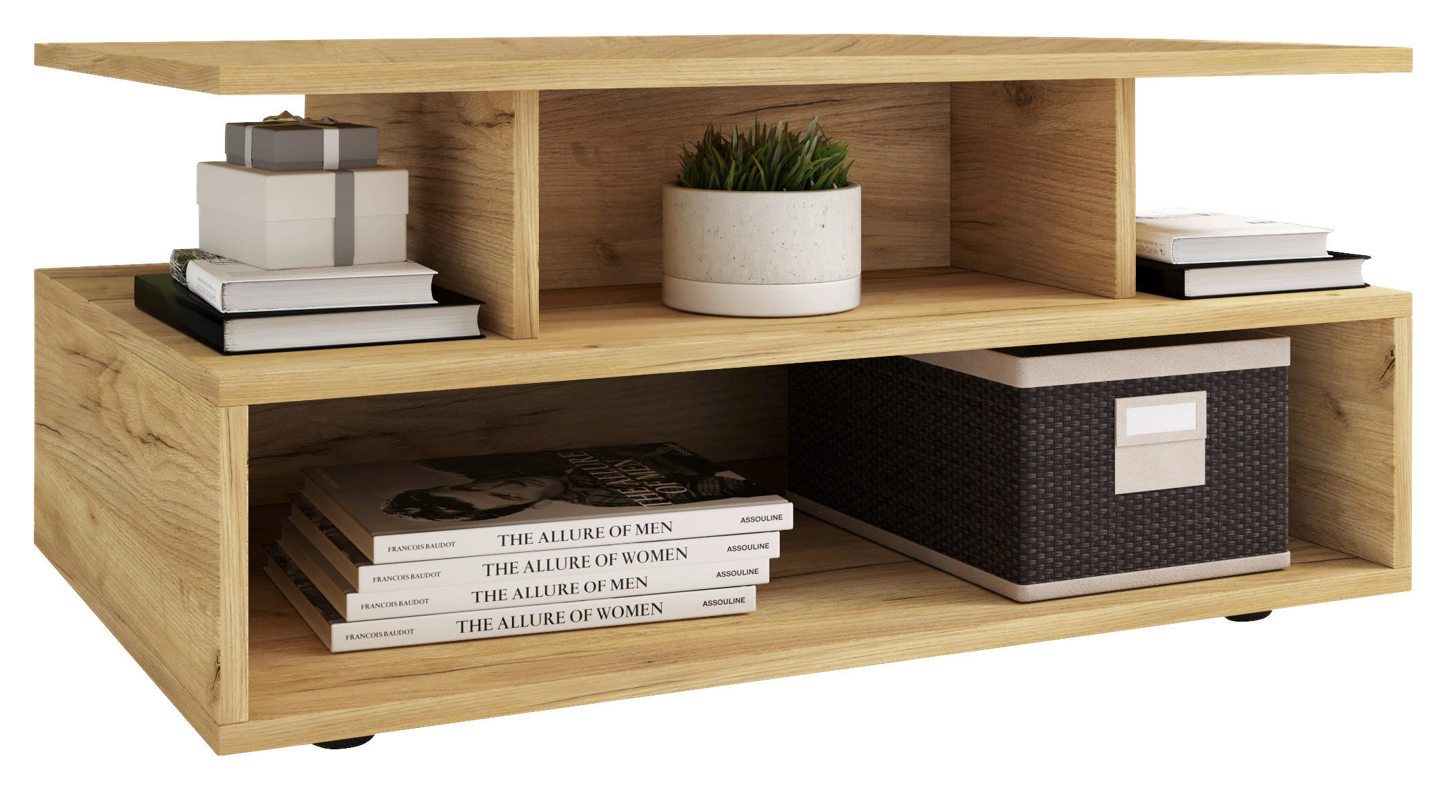 Couchtisch mit Stauraum Esila Honig-Eiche Dekor