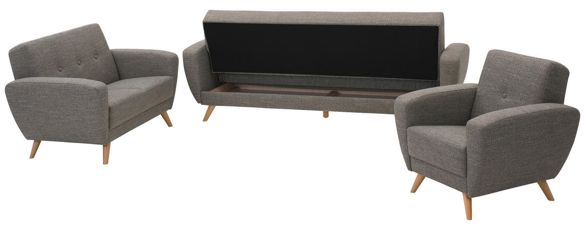SCHLAFSOFA in Textil Grau  - Naturfarben/Grau, Design, Holz/Textil (230/85/82cm) - Max Winzer