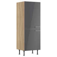 GERÄTEUMBAUSCHRANK 60/176,6/58,1 cm  in Wildeiche, Anthrazit  - Wildeiche/Edelstahlfarben, Basics, Holzwerkstoff/Metall (60/176,6/58,1cm) - Optifit