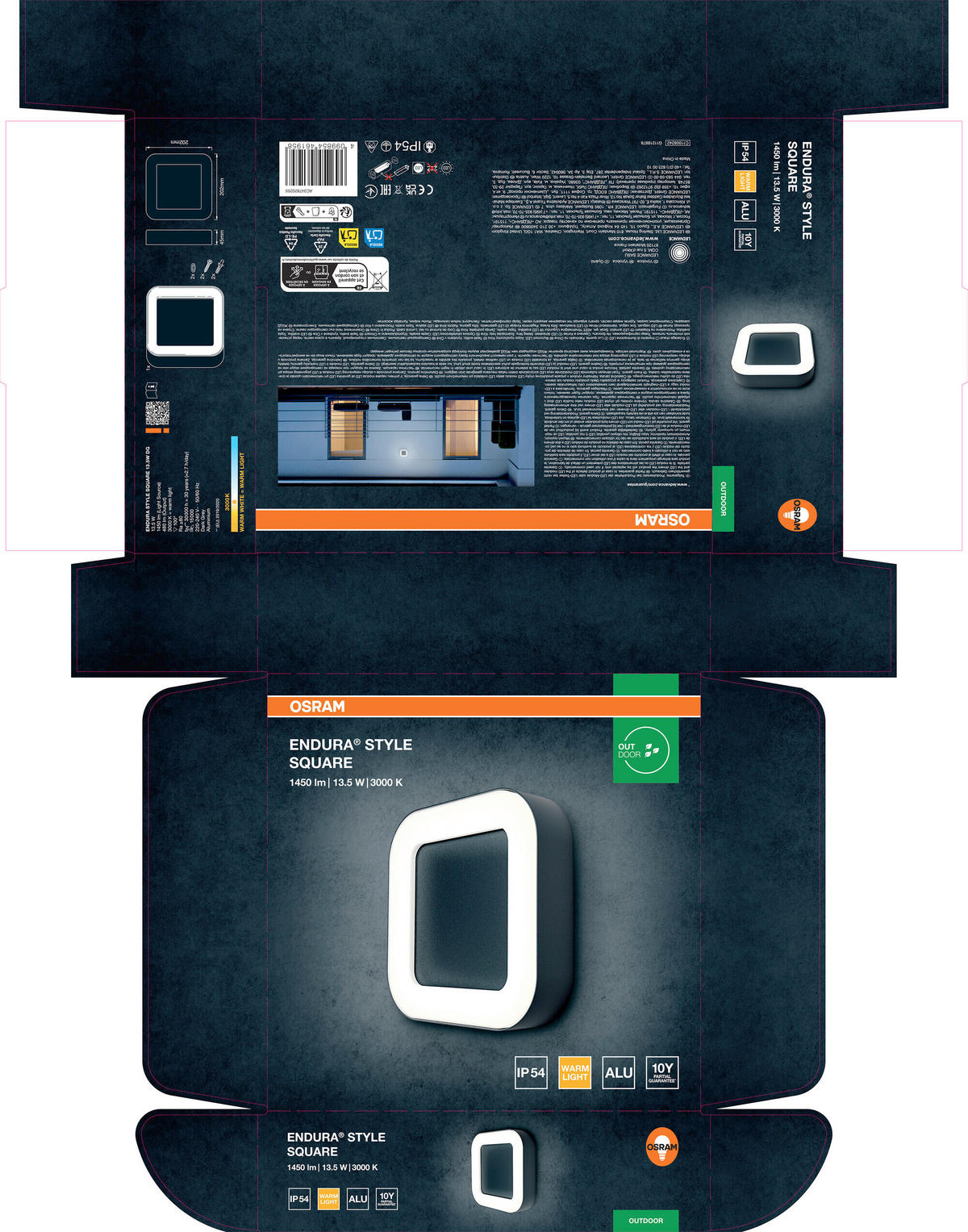 LED-AUßENLEUCHTE 20,2/20,2/4,5 cm   - Dunkelgrau, Basics, Kunststoff/Metall (20,2/20,2/4,5cm) - Osram