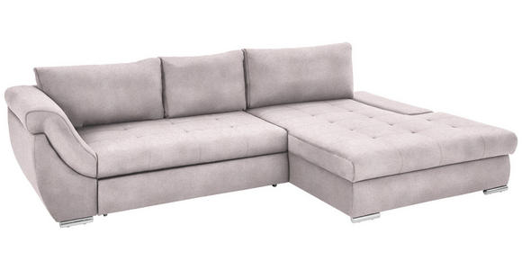 ECKSOFA Rosa Flachgewebe  - Silberfarben/Rosa, Design, Textil/Metall (306/174cm) - Carryhome