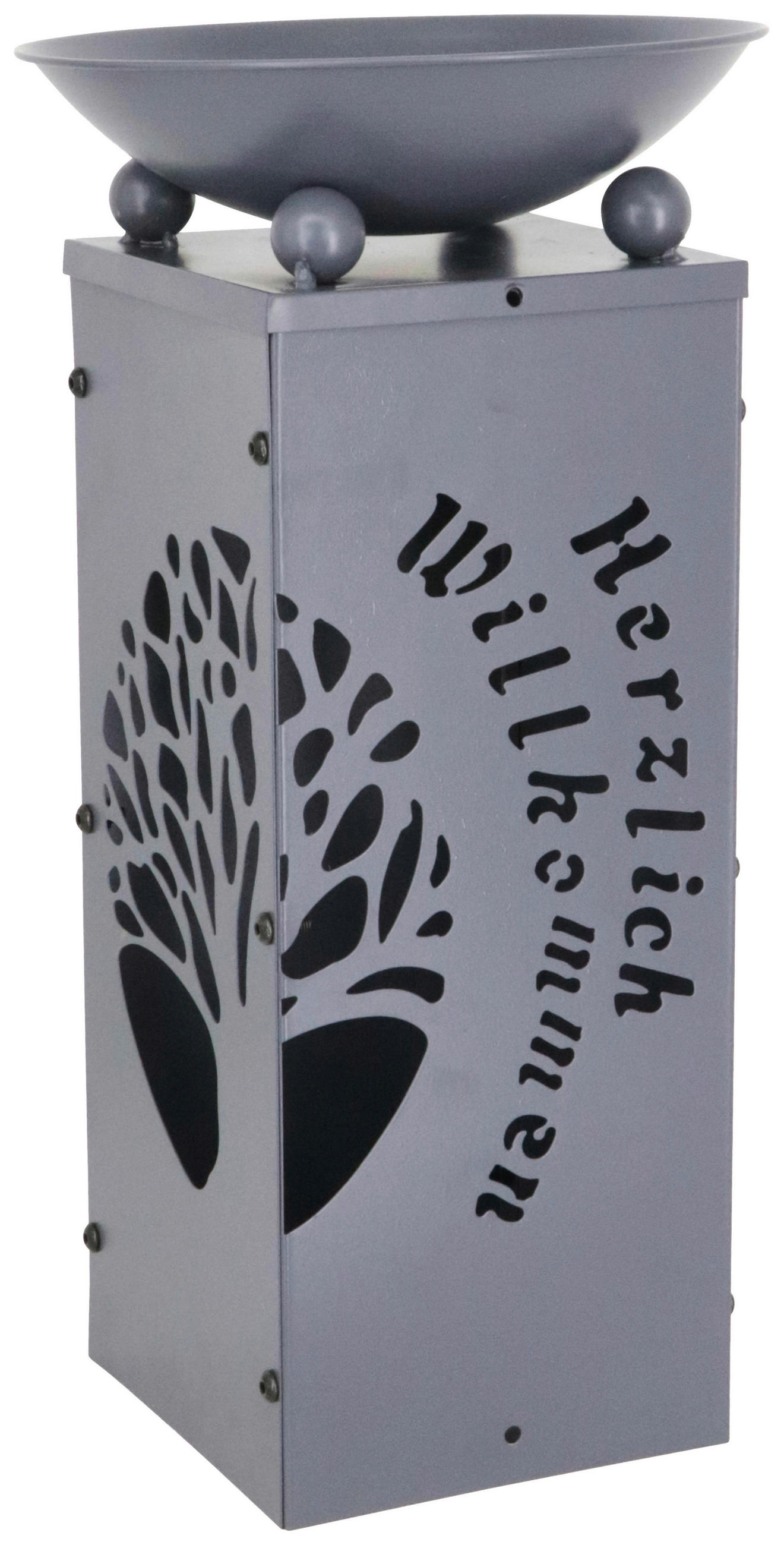 Dekosäule mit Schale Welcome H: 39 cm