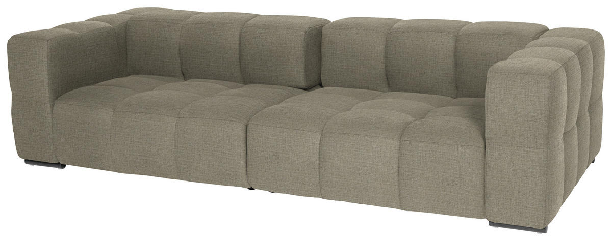 BIGSOFA  in Flachgewebe, Leinenoptik Beige  - Beige/Schwarz, Design, Textil/Metall (262/66/113cm) - Belluti