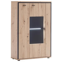 HIGHBOARD Skopje  in 93/142/38 cm  - Eichefarben/Anthrazit, Design, Glas/Holzwerkstoff (93/142/38cm) - MID.YOU