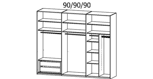 SCHWEBETÜRENSCHRANK  in Weiß  - Chromfarben/Weiß, KONVENTIONELL, Glas/Holzwerkstoff (271/223/68cm) - Novel