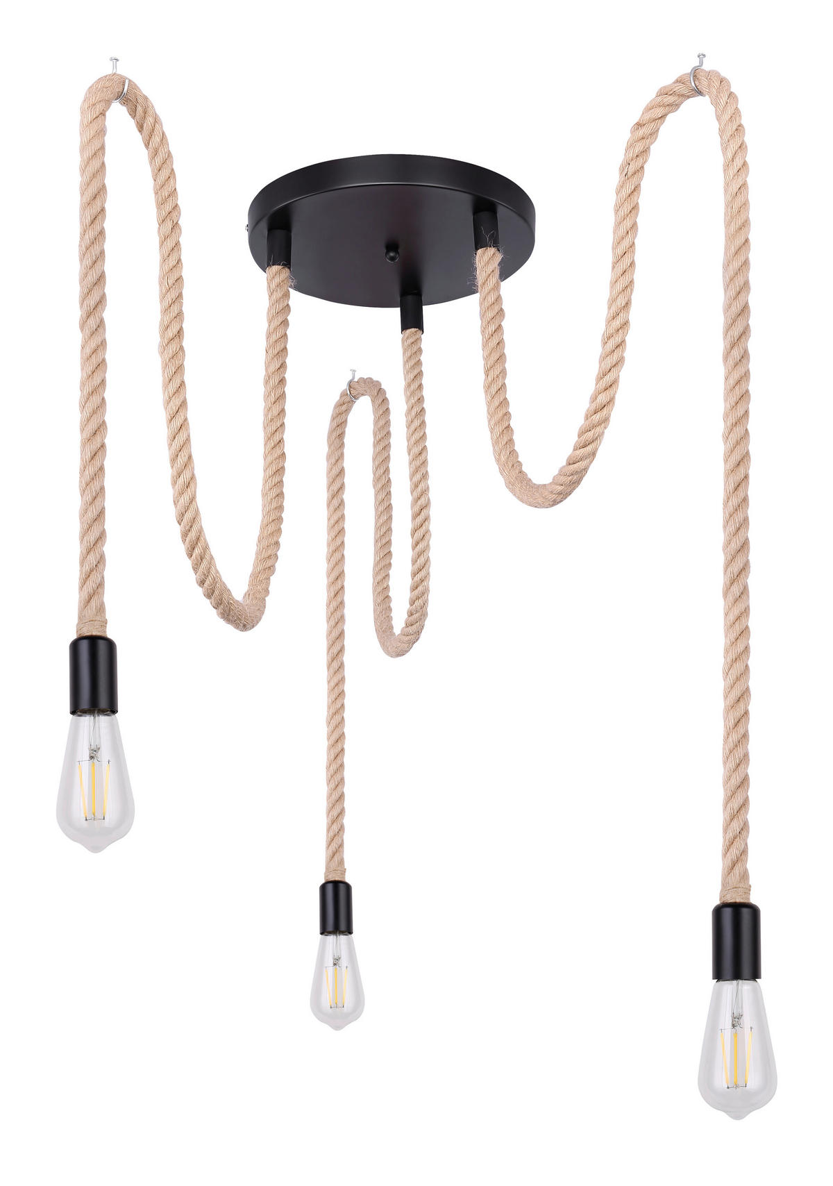 HÄNGELEUCHTE 30/150 cm  - Schwarz/Braun, Trend, Naturmaterialien/Metall (30/150cm) - Globo