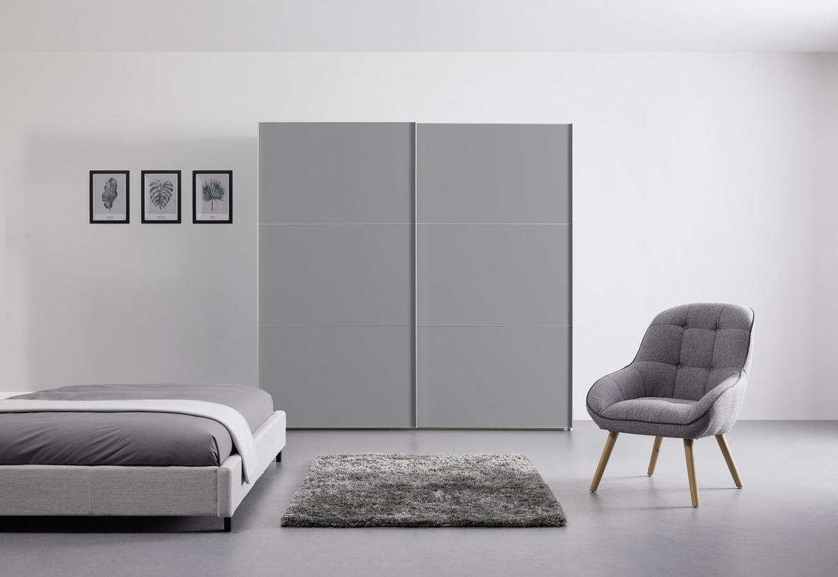 SCHWEBETÜRENSCHRANK in Grau  - Alufarben/Grau, Holzwerkstoff/Metall (225/222/68cm) - Moderano