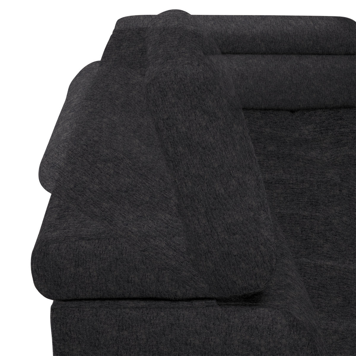 ECKSOFA Dunkelgrau Samt, Webstoff  - Dunkelgrau/Schwarz, Design, Textil/Metall (270/177cm) - Welnova