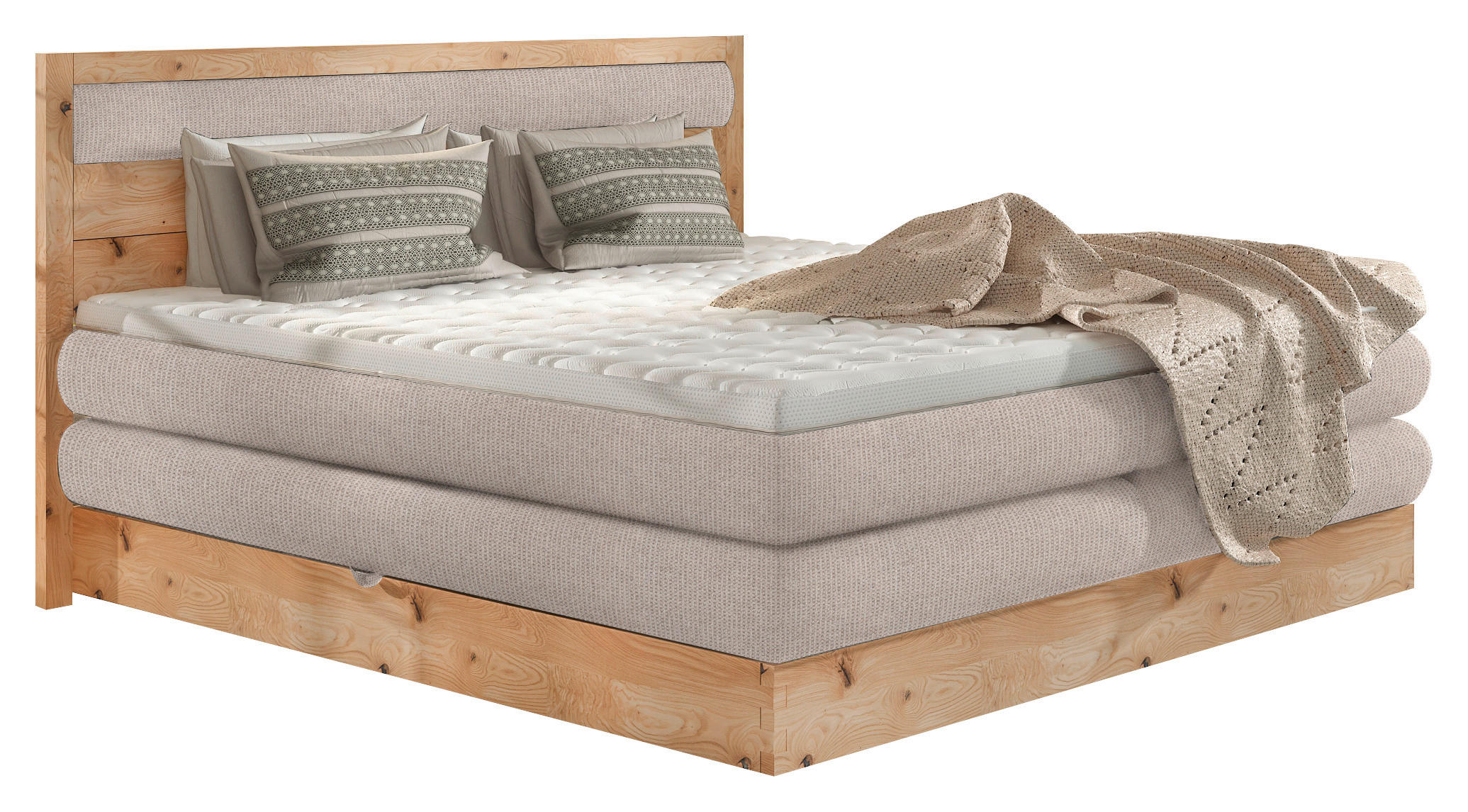 BOXSPRINGBETT 160/200 cm  in Eichefarben, Beige  - Eichefarben/Beige, KONVENTIONELL, Holz/Holzwerkstoff (160/200cm) - Valnatura