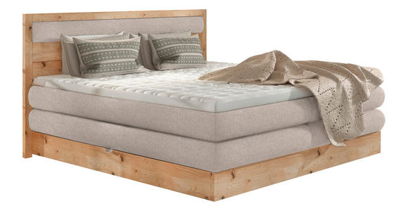 BOXSPRINGBETT 180/200 cm in Eichefarben, Beige - Eichefarben/Beige, KONVENTIONELL, Holz/Holzwerkstoff (180/200cm) - Valnatura