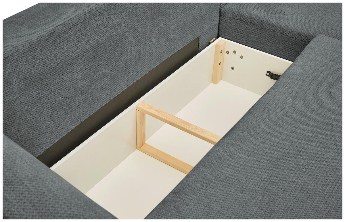 ECKSOFA in Chenille Dunkelgrau  - Dunkelgrau/Schwarz, MODERN, Kunststoff/Textil (287/179cm) - Carryhome