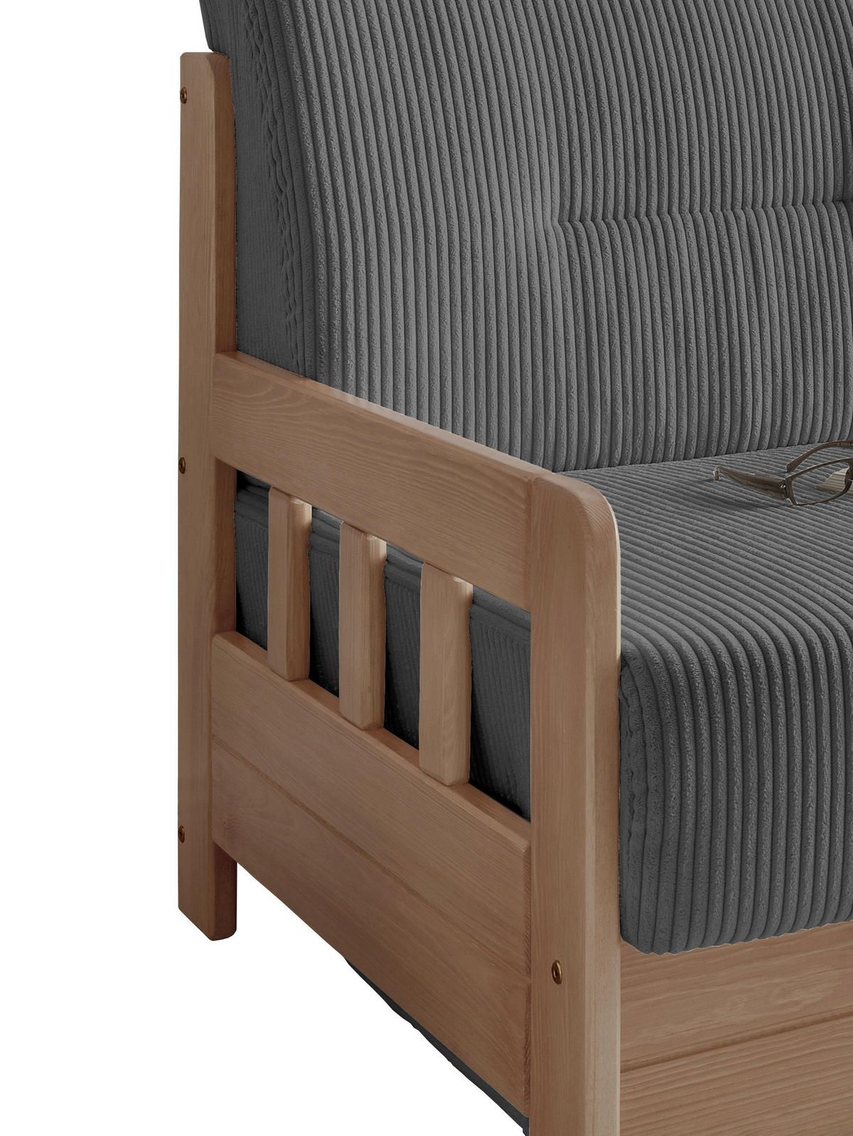 SCHLAFSOFA in Textil Grau, Naturfarben  - Naturfarben/Grau, Modern, Holz/Textil (154/88/90cm) - Livetastic