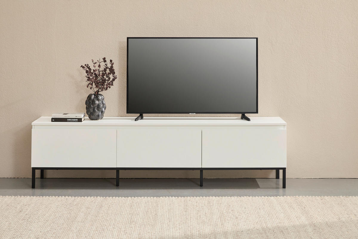 TV-BÄNK  i 180/46/35 cm  - vit/svart, Design, metall/trämaterial (180/46/35cm) - home24