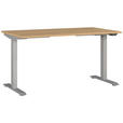 SCHREIBTISCH 140/80/72-118 cm  in Braun, Silberfarben, Eichefarben  - Eichefarben/Silberfarben, MODERN, Holzwerkstoff/Metall (140/80/72-118cm) - Novel