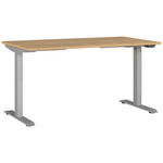 SCHREIBTISCH 140/80/72-118 cm  in Silberfarben, Eichefarben, Braun  - Eichefarben/Silberfarben, MODERN, Holzwerkstoff/Metall (140/80/72-118cm) - Novel