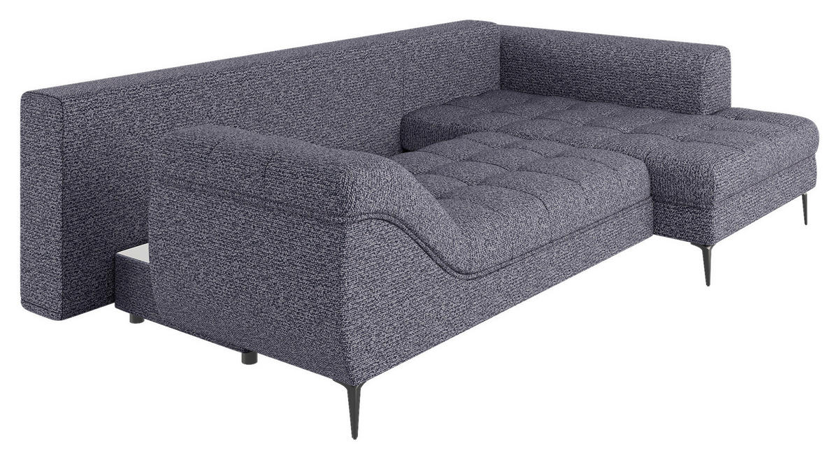 ECKSOFA Anthrazit Struktur, Bouclé  - Anthrazit/Schwarz, Design, Textil (177/276cm) - MID.YOU