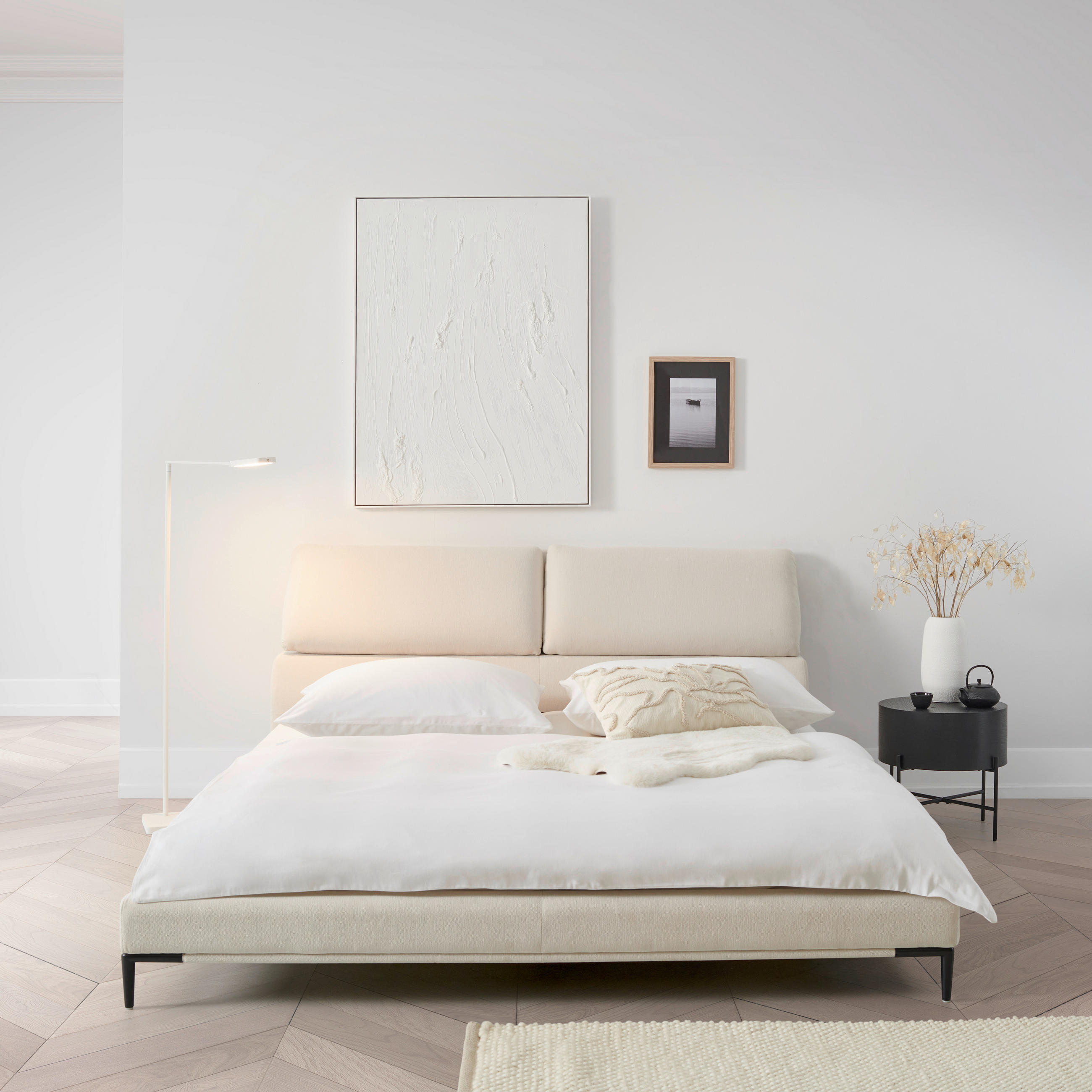 TAPECIRANI KREVET   180/200 cm   krem  - crna/krem, Moderno, drvo/metal (180/200cm) - Livetastic