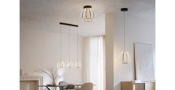 LED-DECKENLEUCHTE 44,5/33 cm   - Goldfarben/Schwarz, Design, Glas/Kunststoff (44,5/33cm) - Novel