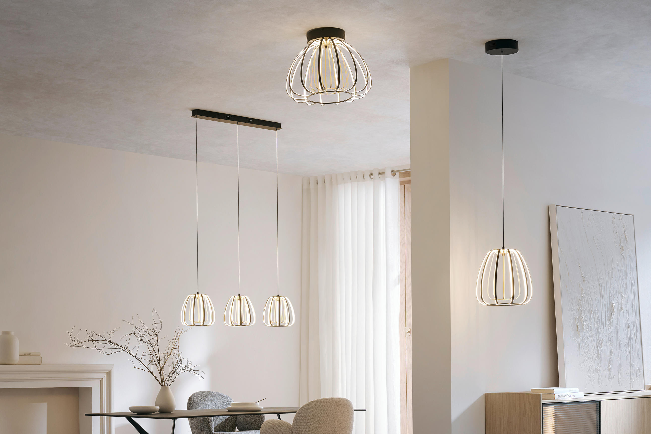 STROPNÉ LED SVIETIDLO, 44,5/33 cm  - čierna/zlatá, Design, kov/plast (44,5/33cm) - Novel