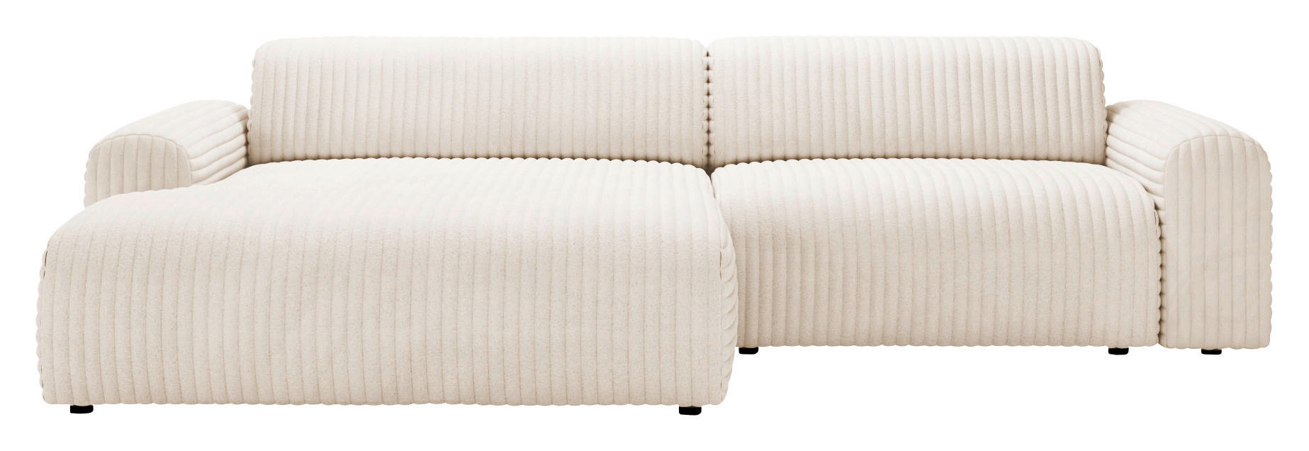 ECKSOFA in Cord Creme  - Creme/Schwarz, Design, Kunststoff/Textil (178/292cm) - Livetastic