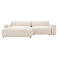 ECKSOFA in Cord Creme  - Creme/Schwarz, Design, Kunststoff/Textil (178/292cm) - Livetastic