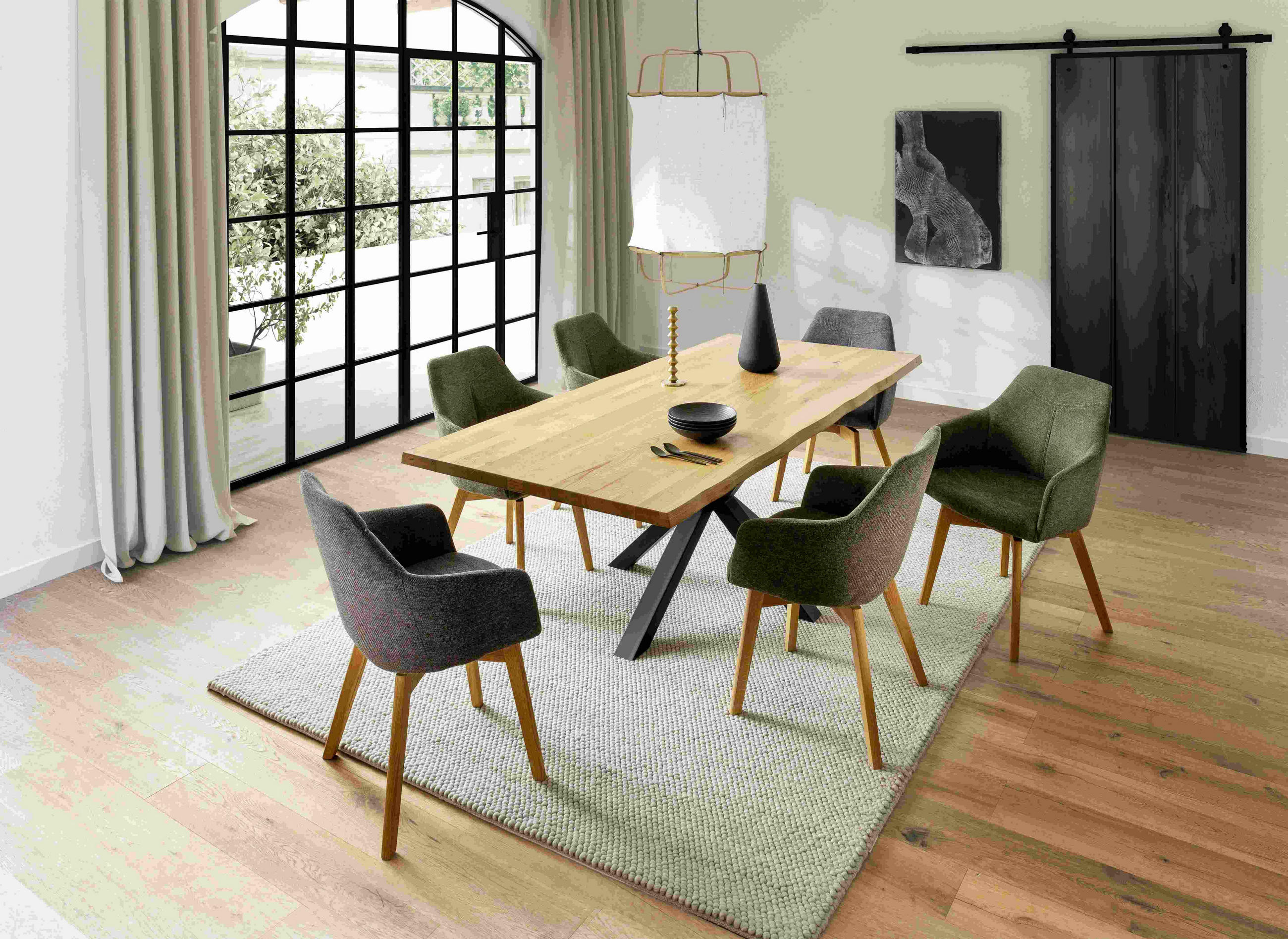 ESSTISCH in Holz 160/90/76 cm  - Wildeiche/Schwarz, KONVENTIONELL, Holz/Metall (160/90/76cm) - Valdera