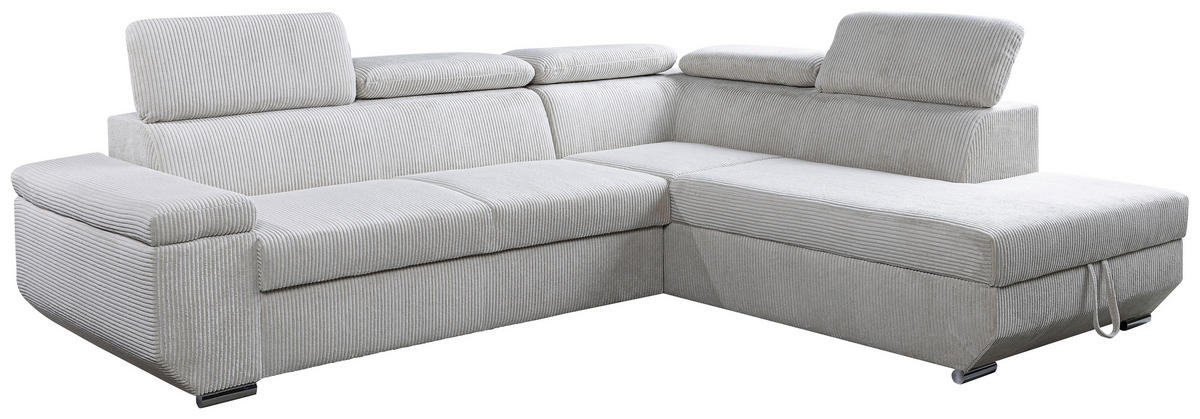ECKSOFA LARS I Creme Cord  - Chromfarben/Creme, Design, Kunststoff/Textil (264/215cm) - Livetastic