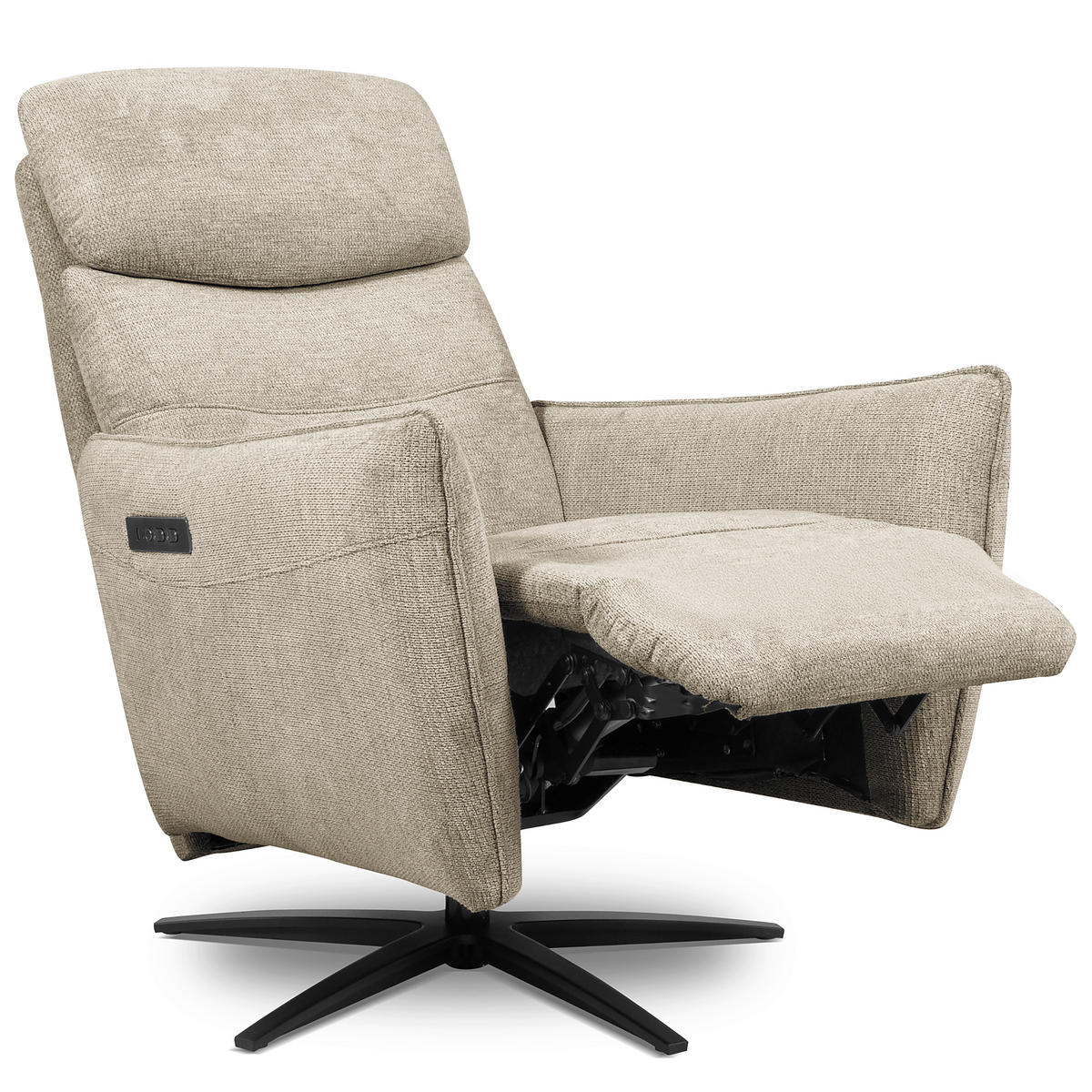 RELAXSESSEL in Textil Taupe  - Taupe/Schwarz, Design, Textil/Metall (77/107/88cm) - Livetastic