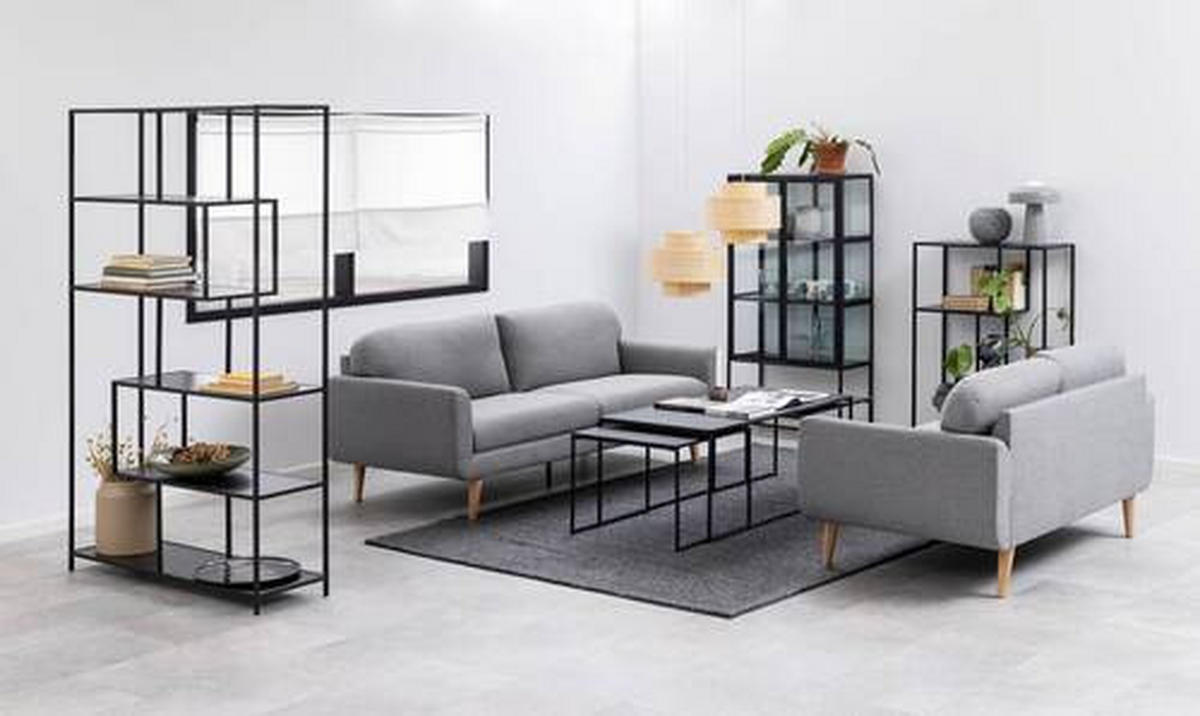 HYLLA i 114/185/35 cm svart  - svart, Trend, metall/trämaterial (114/185/35cm) - Best Price
