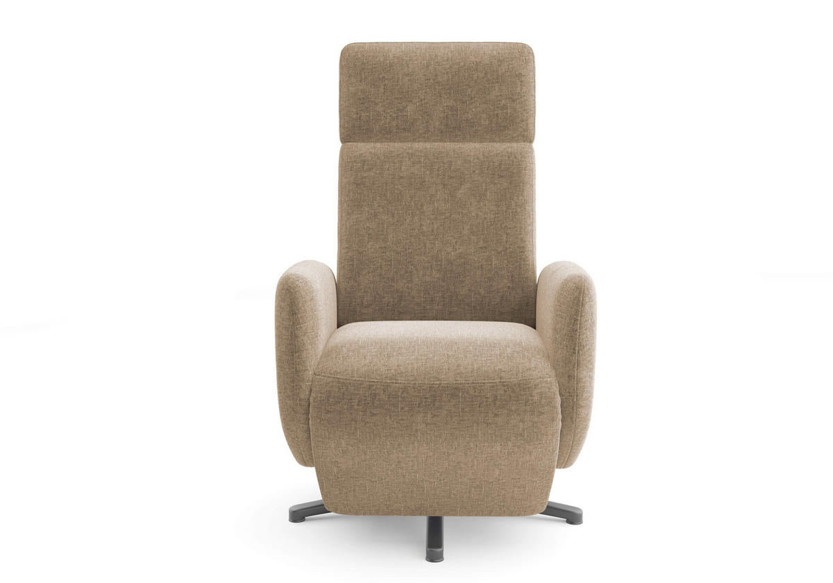 RELAXSESSEL Flachgewebe Aufstehhilfe    - Hellbraun/Schwarz, KONVENTIONELL, Textil/Metall (71/110/82cm) - Sit & More