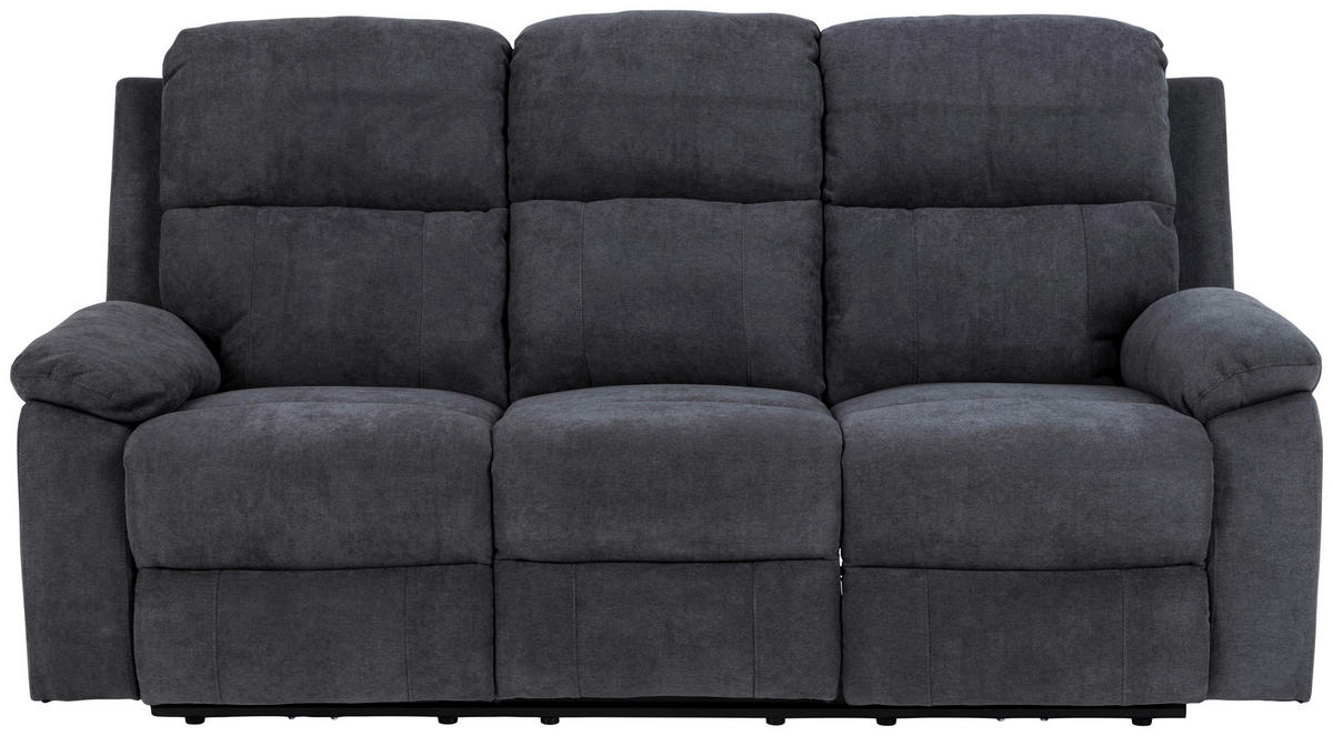 3-SITZER-SOFA in Chenille Dunkelgrau  - Dunkelgrau/Schwarz, KONVENTIONELL, Textil/Metall (196,5/98/95cm) - MID.YOU