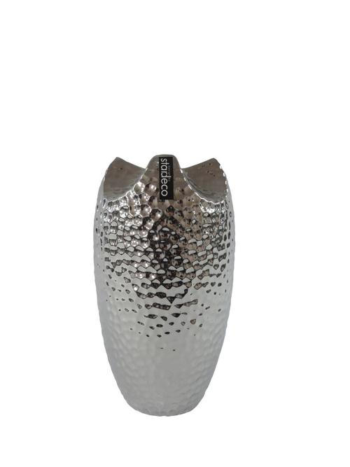 VÁZA, keramika, 24 cm - barvy stříbra