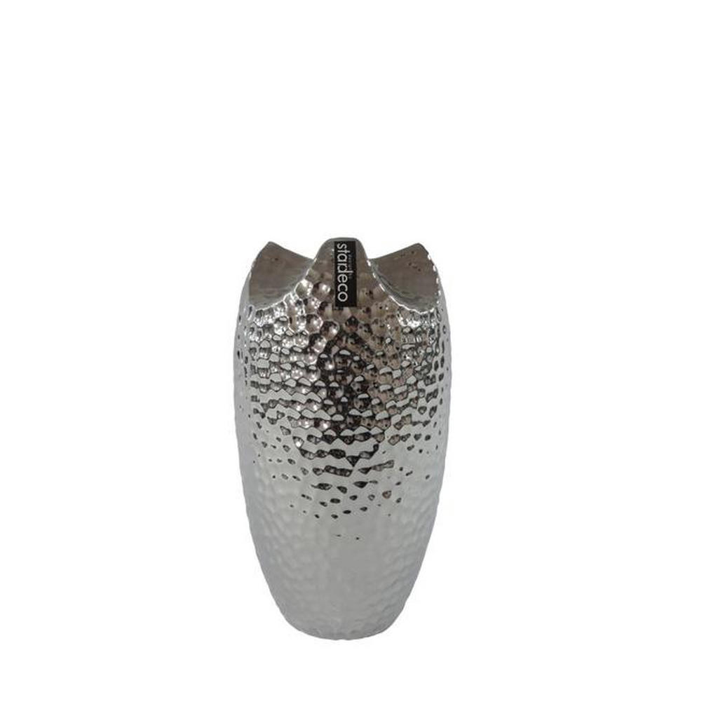 VÁZA, keramika, 24 cm - strieborná