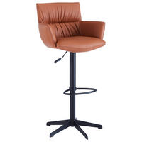 BARHOCKER Echtleder Schwarz, Rostfarben Eisen Lederauswahl, Stoffauswahl, Sitzfläche 360° drehbar, automatische Rückholfunktion  - Rostfarben/Schwarz, Design, Leder/Metall (58/88-112/58cm) - Dieter Knoll