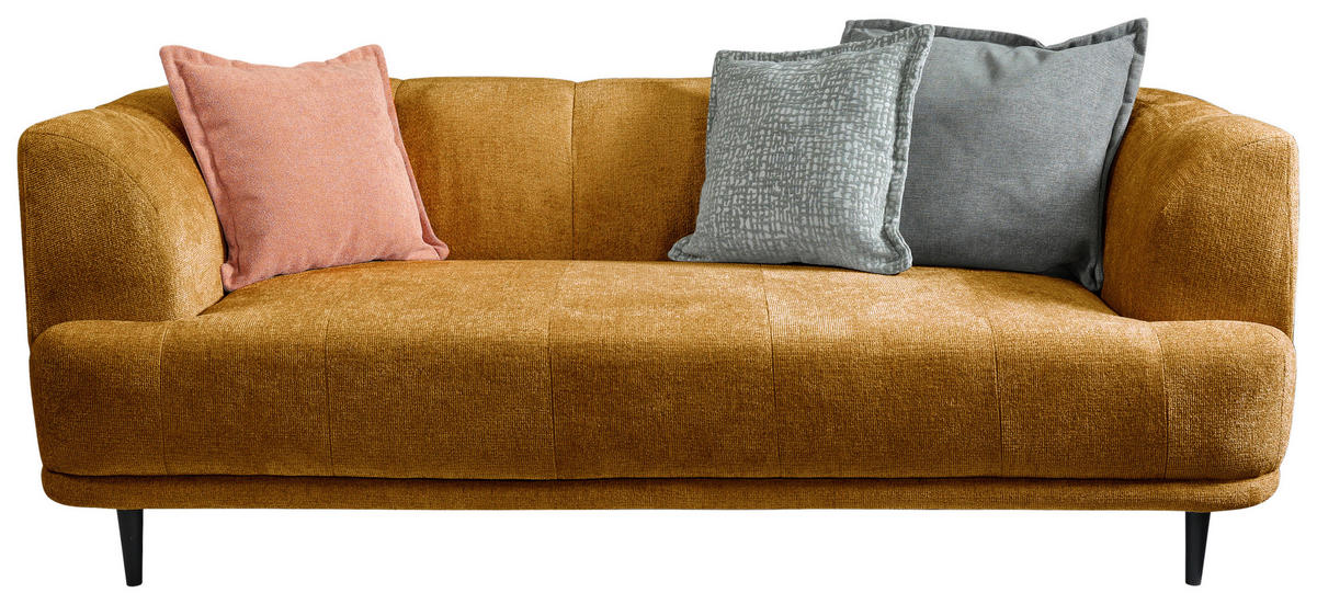 3-SITZER-SOFA Flachgewebe Goldfarben  - Goldfarben/Schwarz, Design, Textil/Metall (226/77/106cm) - MID.YOU