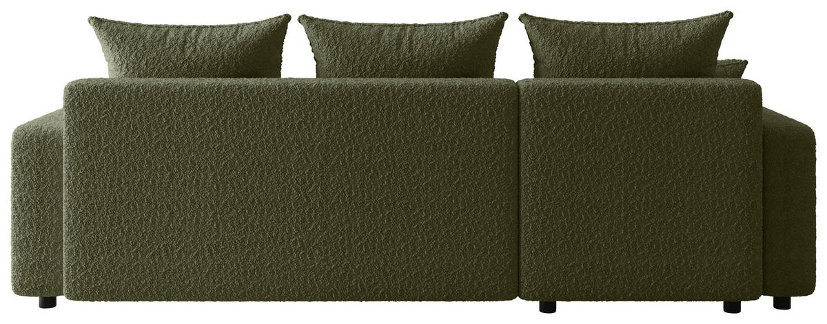 ECKSOFA Grün Bouclé Zierkissen, Rückenkissen, Bettkasten, Schlaffunktion, Rücken echt, Liegefläche im Originalstoff  - Schwarz/Grün, MODERN, Kunststoff/Textil (150/240cm) - Carryhome