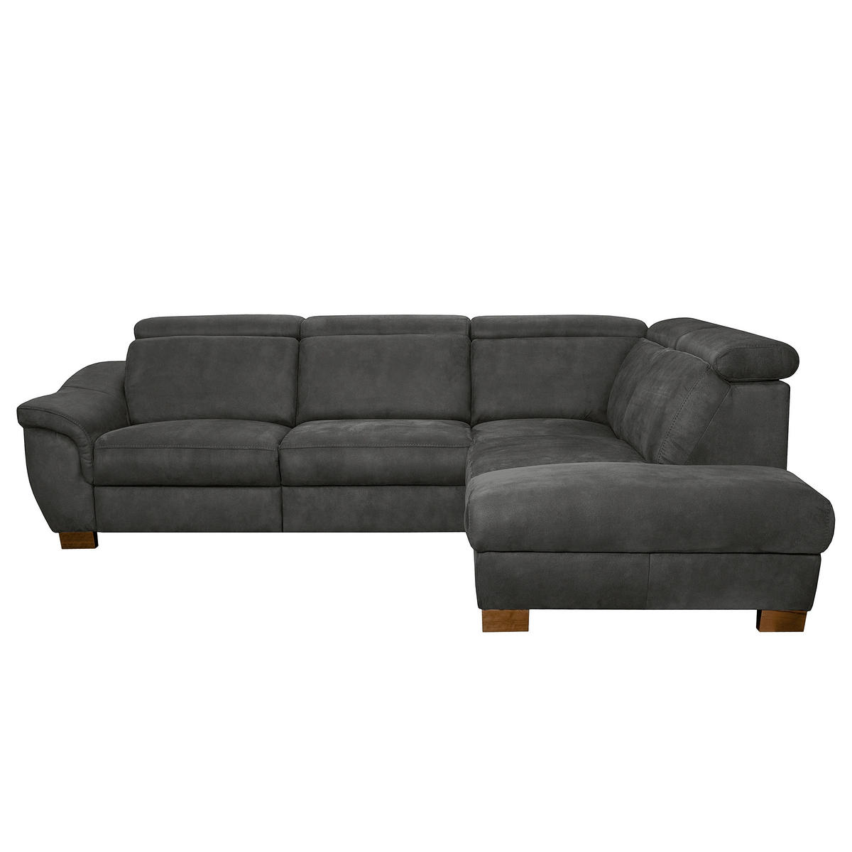 ECKSOFA TREND in Mikrofaser Anthrazit Bettkasten, Relaxfunktion, Kopfteilverstellung  276/238 cm  - Wengefarben/Anthrazit, Design, Holz/Textil (276/238cm) - Livetastic