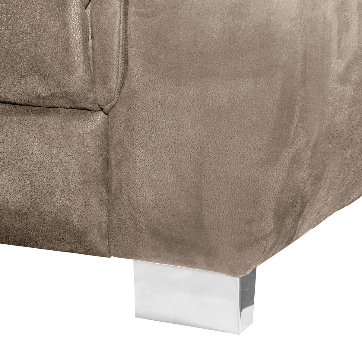 ECKSOFA Taupe Mikrofaser Rücken echt, Relaxfunktion, Kopfteilverstellung  - Taupe/Chromfarben, Design, Textil/Metall (238/276cm) - Livetastic
